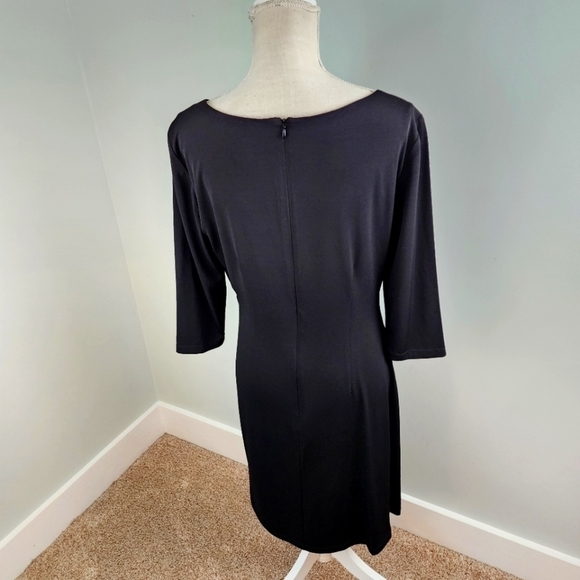 Laura Jeffries Ruched Wiggle Dress with Gold Buckle Detail Stretch Size 12 Black - Picture 6 of 10